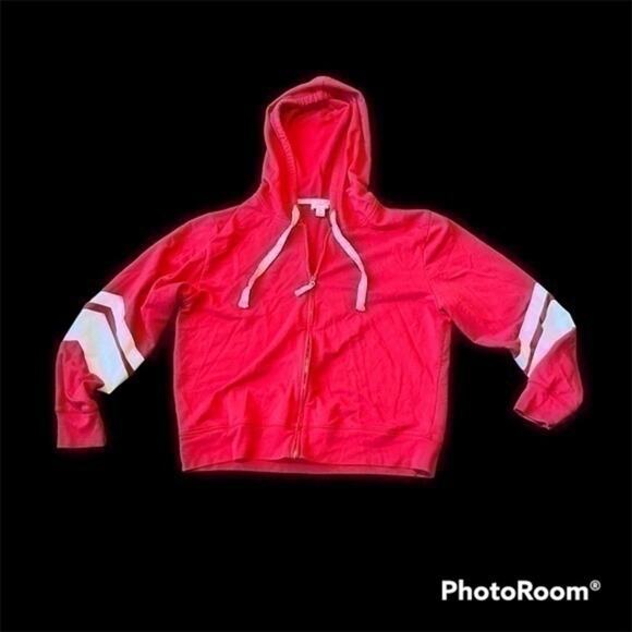 Pink cropped J. Crew casual cute hoodie zip up sweatshirt - Picture 1 of 9